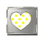 Polka Dots - Yellow on White Mega Link Heart Italian Charm (18mm)