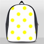 Polka Dots - Yellow on White School Bag (Large)