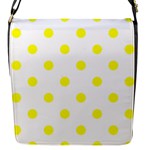 Polka Dots - Yellow on White Flap Closure Messenger Bag (S)