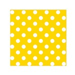 Polka Dots - White on Gold Yellow Small Satin Scarf  (Square)