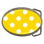 Polka Dots - White on Gold Yellow Belt Buckle