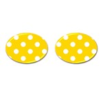 Polka Dots - White on Gold Yellow Cufflinks (Oval)