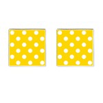 Polka Dots - White on Gold Yellow Cufflinks (Square)