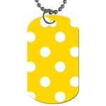 Polka Dots - White on Gold Yellow Dog Tag (One Side)