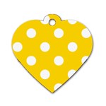 Polka Dots - White on Gold Yellow Dog Tag Heart (One Side)