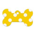 Polka Dots - White on Gold Yellow Dog Tag Bone (One Side)