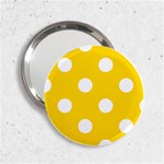 Polka Dots - White on Gold Yellow 2.25  Handbag Mirror