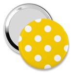 Polka Dots - White on Gold Yellow 3  Handbag Mirror