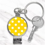 Polka Dots - White on Gold Yellow Nail Clippers Key Chain