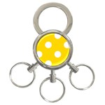 Polka Dots - White on Gold Yellow 3-Ring Key Chain