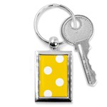 Polka Dots - White on Gold Yellow Key Chain (Rectangle)