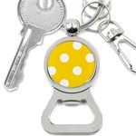 Polka Dots - White on Gold Yellow Bottle Opener Key Chain