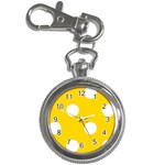 Polka Dots - White on Gold Yellow Key Chain Watch