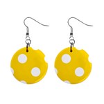 Polka Dots - White on Gold Yellow 1  Button Earrings