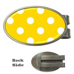 Polka Dots - White on Gold Yellow Money Clip (Oval)