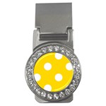 Polka Dots - White on Gold Yellow Money Clip (CZ)