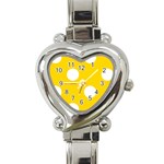 Polka Dots - White on Gold Yellow Heart Italian Charm Watch