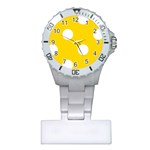 Polka Dots - White on Gold Yellow Nurses Watch