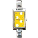 Polka Dots - White on Gold Yellow Rectangle Italian Charm Watch