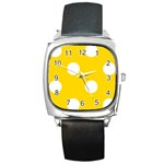 Polka Dots - White on Gold Yellow Square Metal Watch