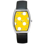 Polka Dots - White on Gold Yellow Barrel Style Metal Watch