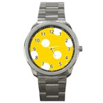 Polka Dots - White on Gold Yellow Sport Metal Watch