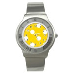 Polka Dots - White on Gold Yellow Stainless Steel Watch