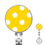 Polka Dots - White on Gold Yellow Stainless Steel Nurses Watch