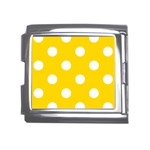 Polka Dots - White on Gold Yellow Mega Link Italian Charm (18mm)