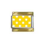 Polka Dots - White on Gold Yellow Gold Trim Italian Charm (9mm)