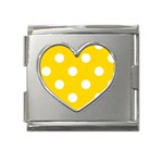 Polka Dots - White on Gold Yellow Mega Link Heart Italian Charm (18mm)