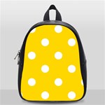 Polka Dots - White on Gold Yellow School Bag (Small)