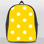 Polka Dots - White on Gold Yellow School Bag (Large)