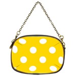 Polka Dots - White on Gold Yellow Chain Purse (One Side)