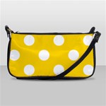 Polka Dots - White on Gold Yellow Shoulder Clutch Bag