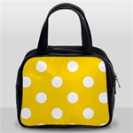 Polka Dots - White on Gold Yellow Classic Handbag (Two Sides)