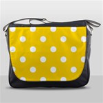 Polka Dots - White on Gold Yellow Messenger Bag