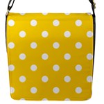 Polka Dots - White on Gold Yellow Flap Closure Messenger Bag (S)