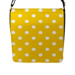 Polka Dots - White on Gold Yellow Flap Closure Messenger Bag (L)