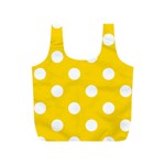 Polka Dots - White on Gold Yellow Full Print Recycle Bag (S)