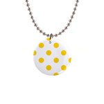 Polka Dots - Gold Yellow on White 1  Button Necklace