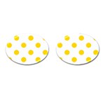 Polka Dots - Gold Yellow on White Cufflinks (Oval)