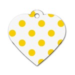 Polka Dots - Gold Yellow on White Dog Tag Heart (One Side)