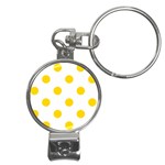 Polka Dots - Gold Yellow on White Nail Clippers Key Chain