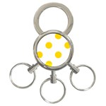 Polka Dots - Gold Yellow on White 3-Ring Key Chain