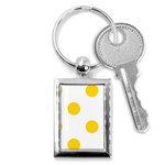 Polka Dots - Gold Yellow on White Key Chain (Rectangle)