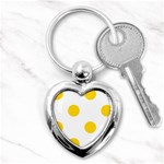 Polka Dots - Gold Yellow on White Key Chain (Heart)