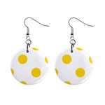 Polka Dots - Gold Yellow on White 1  Button Earrings