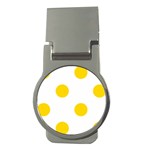 Polka Dots - Gold Yellow on White Money Clip (Round)