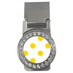 Polka Dots - Gold Yellow on White Money Clip (CZ)